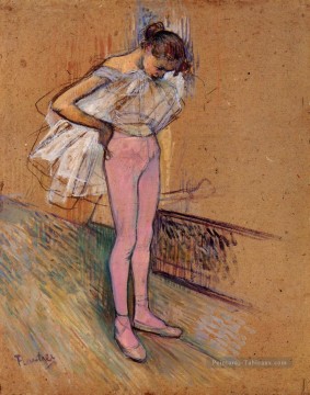  Henri Tableau - Danseuse ajustant ses collants post Impressionniste Henri de Toulouse Lautrec